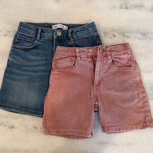 Zara plain denim shorts blue & red